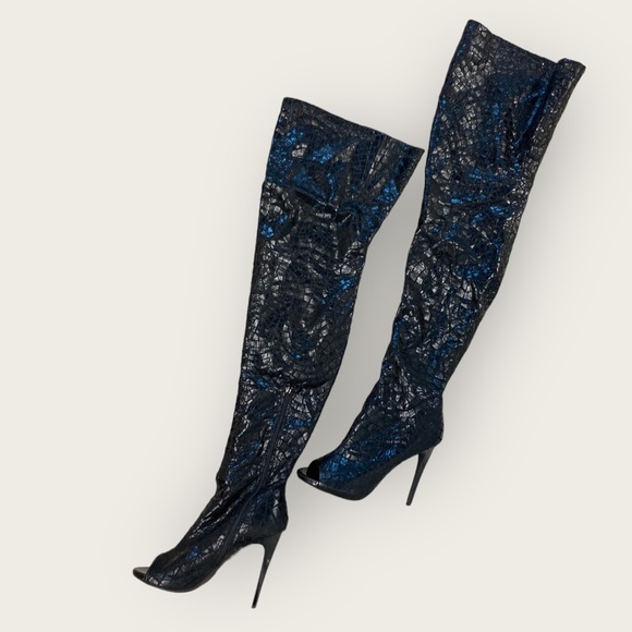 BEBE Brinley Open Toe Heel Over The Knee Boots - Picture 1 of 16
